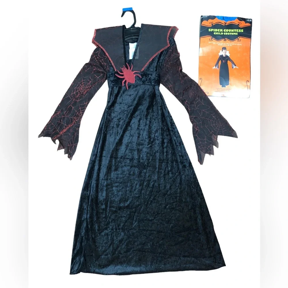 Girl Spider Countess / Widow  Long Dress Halloween Costume Size Large or 8-10